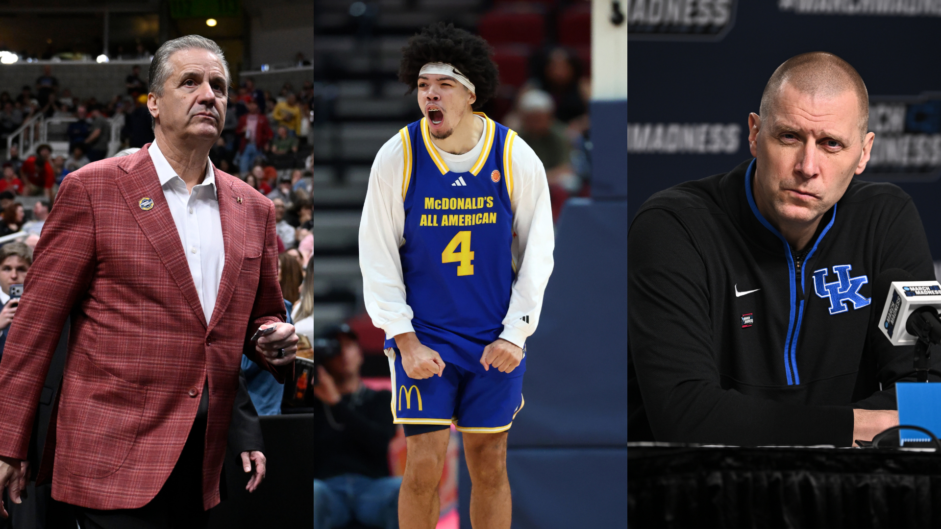 John Calipari, Tyran Stokes, Mark Pope - Source: Imagn