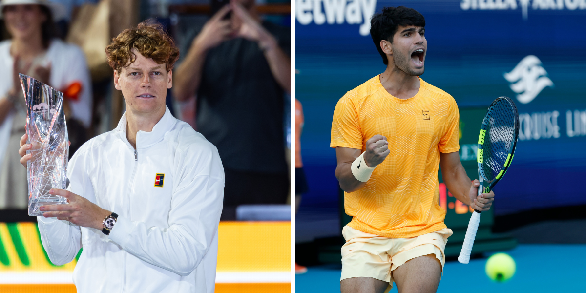 L: Jannik Sinner, R: Carlos Alcaraz. (Source: Imagn Images)