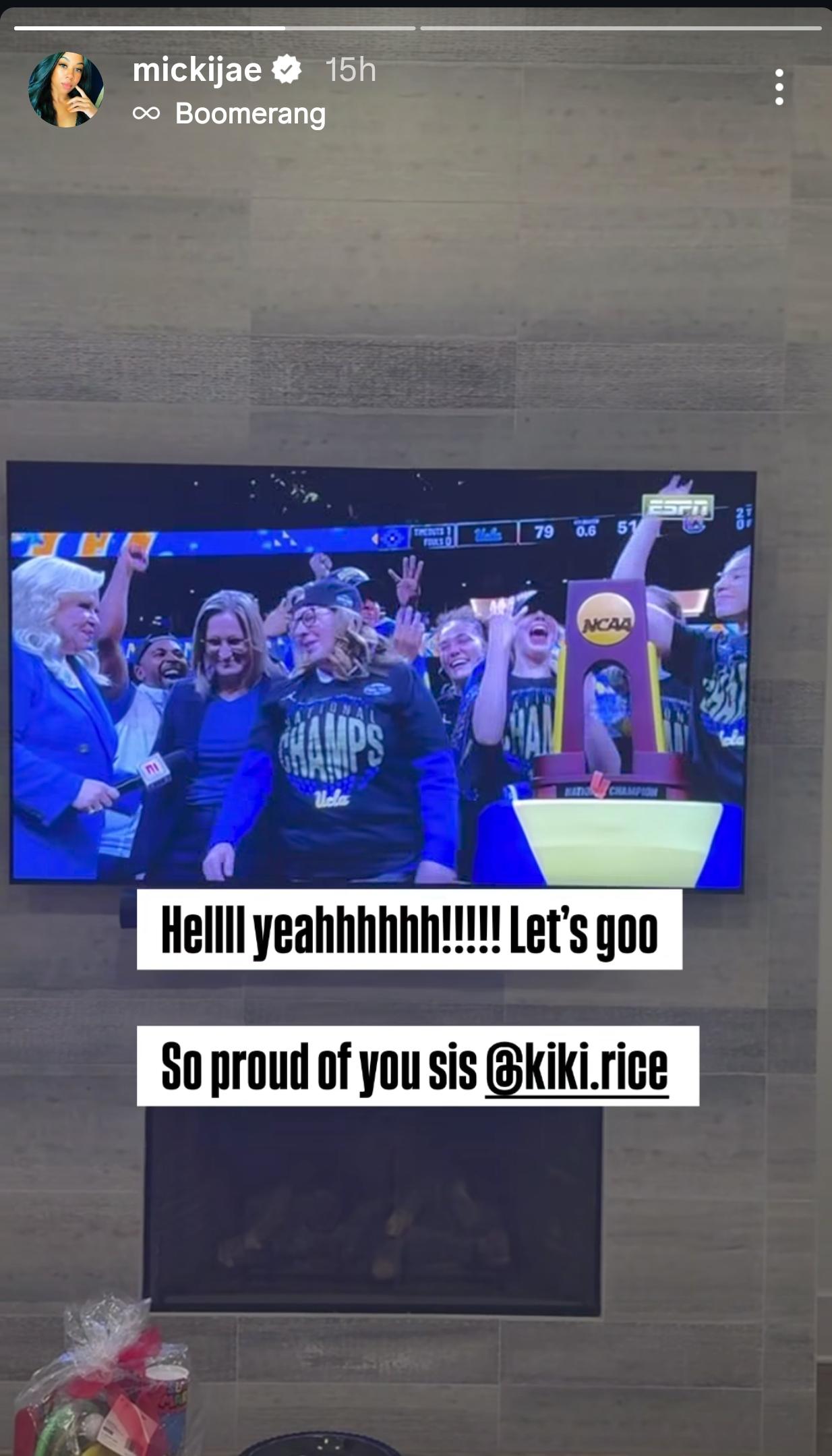Michael Jordan&rsquo;s Daughter Shows Love to Kiki Rice as Jumpman Goes 2-for-2 in NCAA Championships