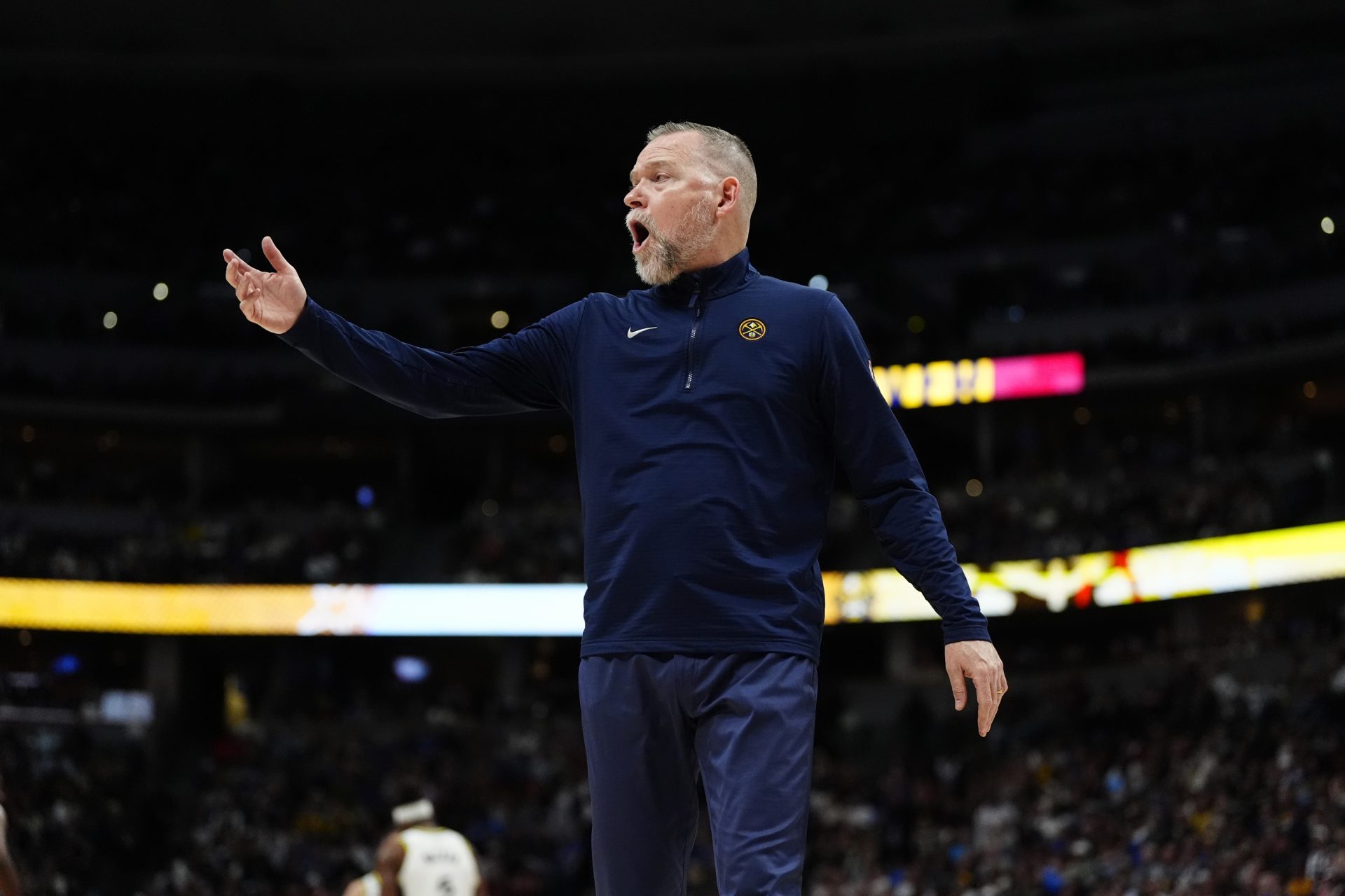 Denver Nuggets head coach Michael Malone reacts in the second half against the Indiana Pacers at Ball Arena.