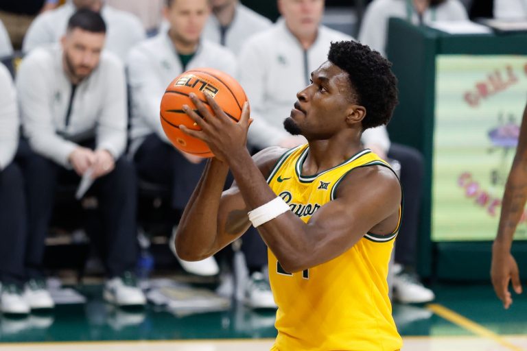 Baylor Bears guard Tounde Yessoufou (24) shoots a free throw during the second half at Paul and Alejandra Foster Pavilion. Source: Imagn