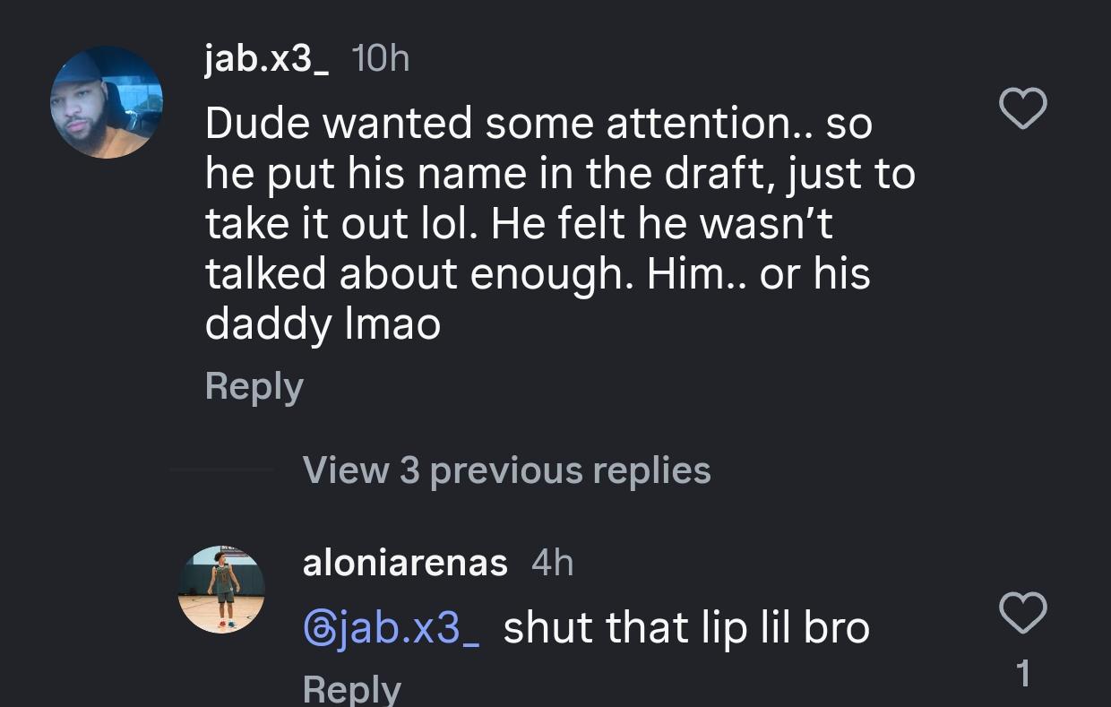 &ldquo;Shut That Lip&rdquo;: Alijah Arenas' Brother Fires Back at Fan Mocking His NBA Draft Withdrawal Decision
