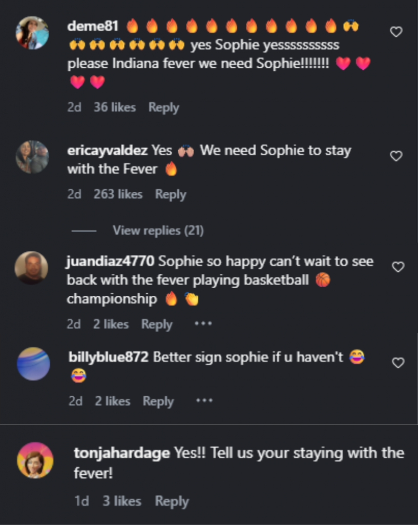 Fans urge Sophie Cunningham to stay in Indiana