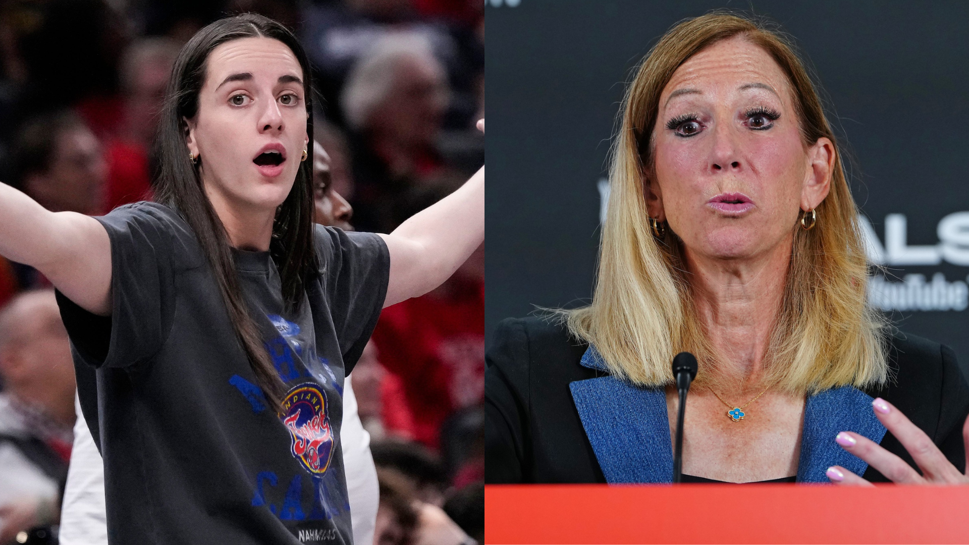 Caitlin Clark and Cathy Engelbert - Source: Imagn