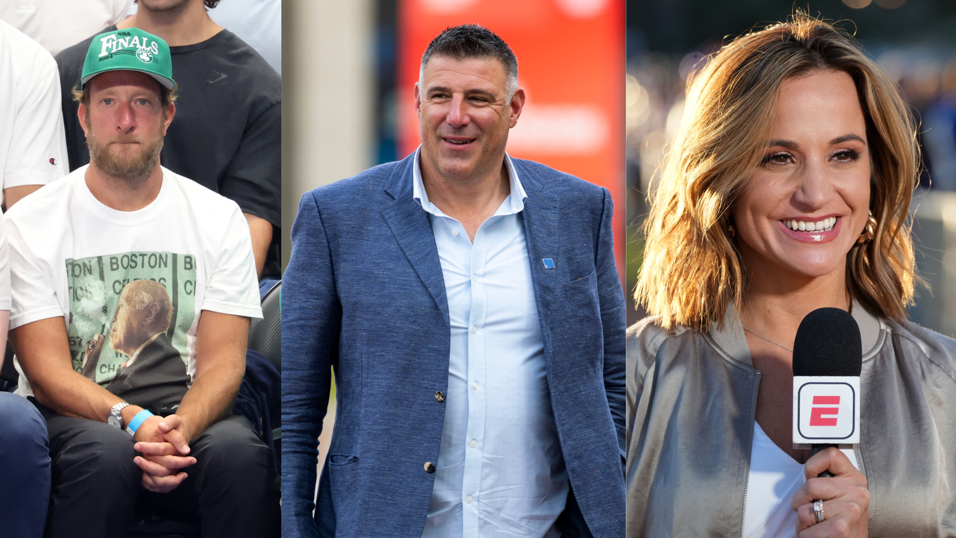 Dave Portnoy, Mike Vrabel, Dianna Russini.
Source: Imagn Images