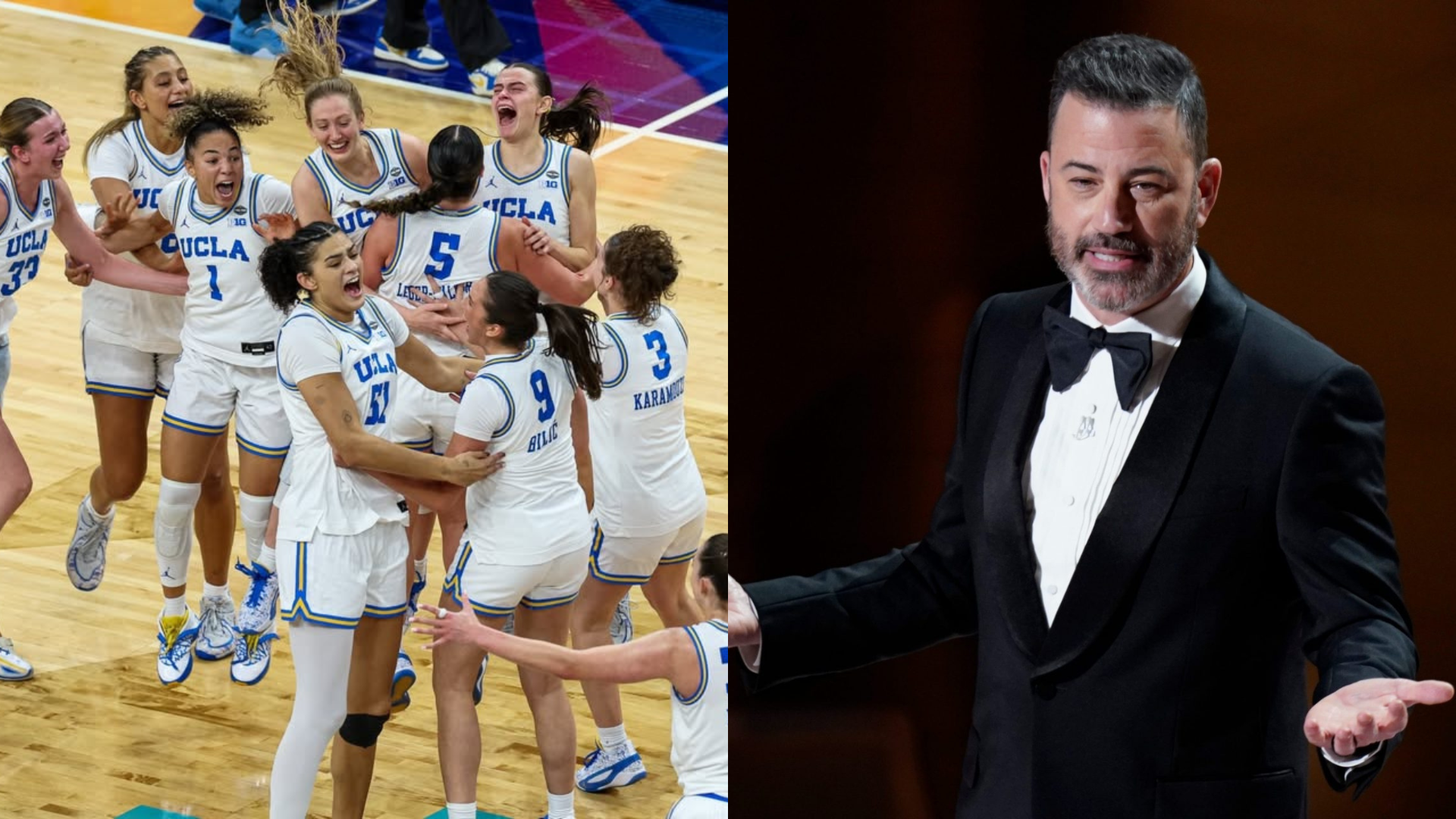 UCLA Bruins and Jimmy Kimmel. - Source: Imagn, Image via @uclawbb on Instagram
