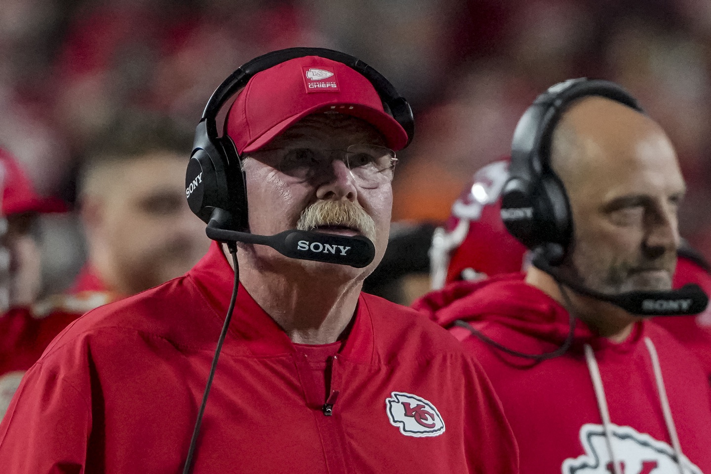 Kansas City Chiefs coach Andy Reid during the second quarter at GEHA Field at Arrowhead Stadium.