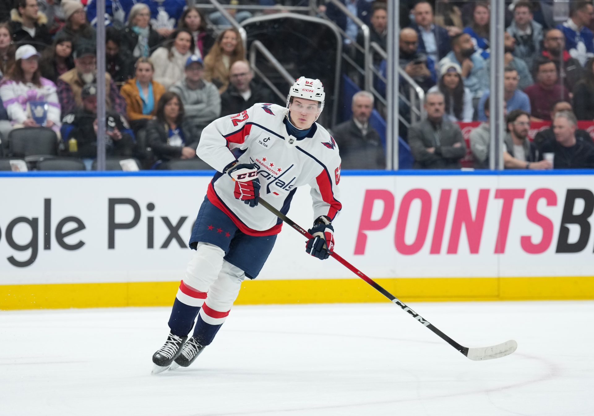 Washington Capitals left wing Ilya Protas (62) skates against the Toronto Maple Leafs during the first period at Scotiabank Arena. Source: Imagn