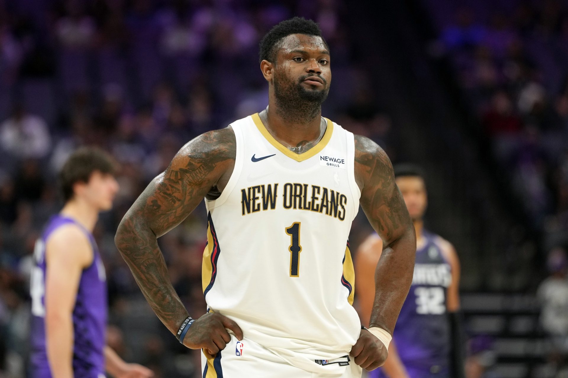 New Orleans Pelicans forward Zion Williamson (1) during the fourth quarter against the Sacramento Kings at Golden 1 Center. - Source: Imagn