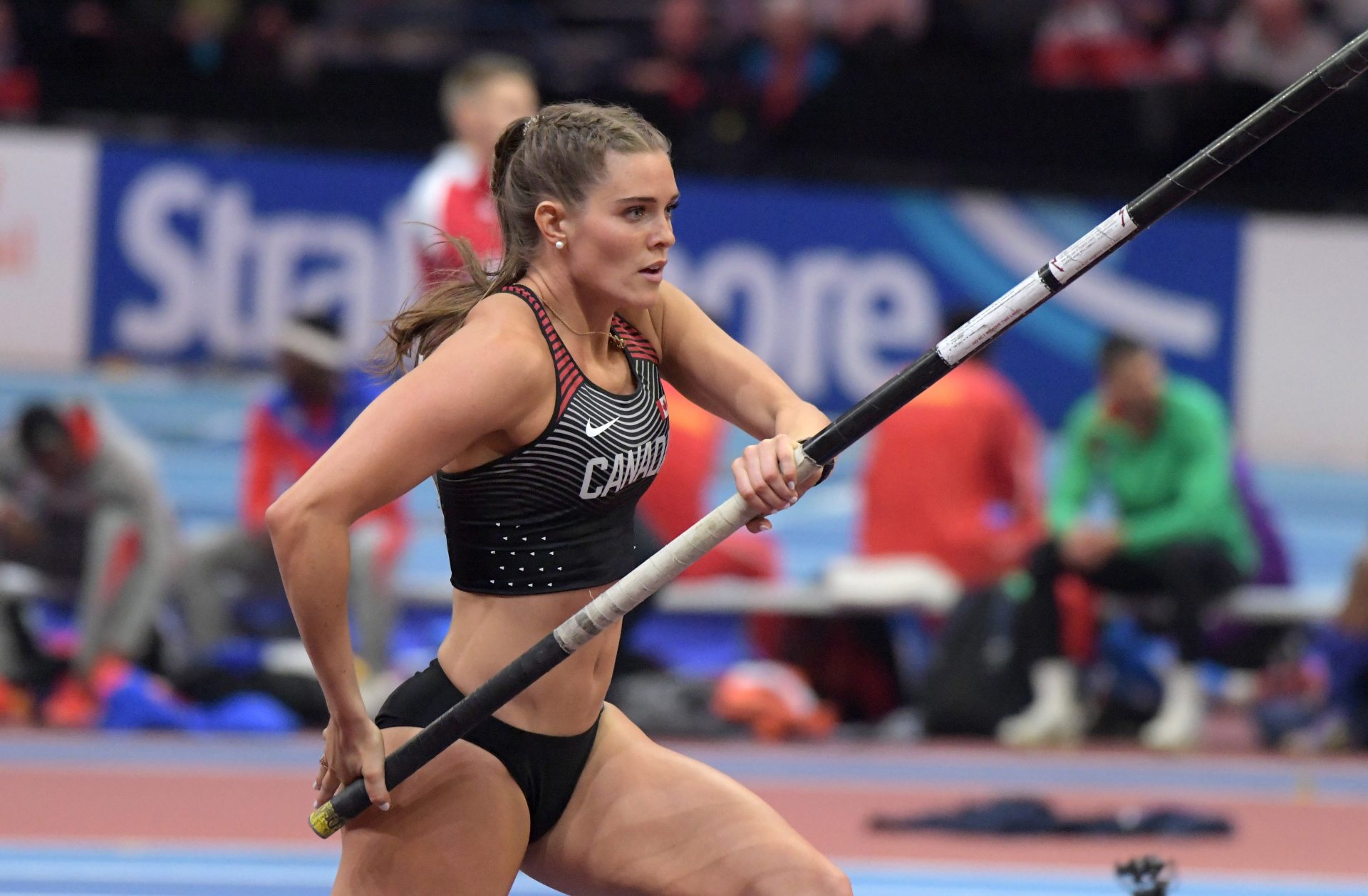 Alysha Newman (CAN) places sixth in the women's pole vault at 15-5 (4.70m) during the IAAF World Indoor Championships at Arena Birmingham.