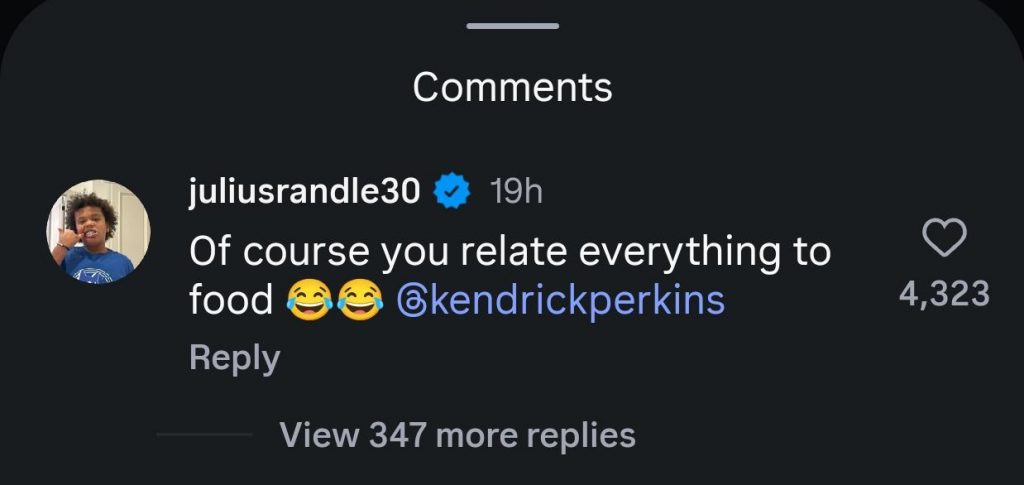 Julius Randle&rsquo;s Instagram comment