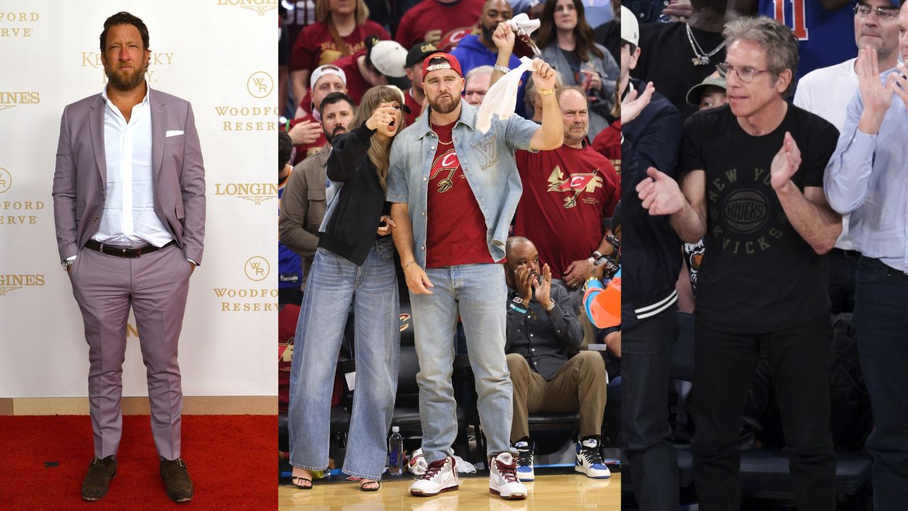 Dave Portnoy, Taylor Swift, Travis Kelce, and Ben Stiller - Source: Imagn Images