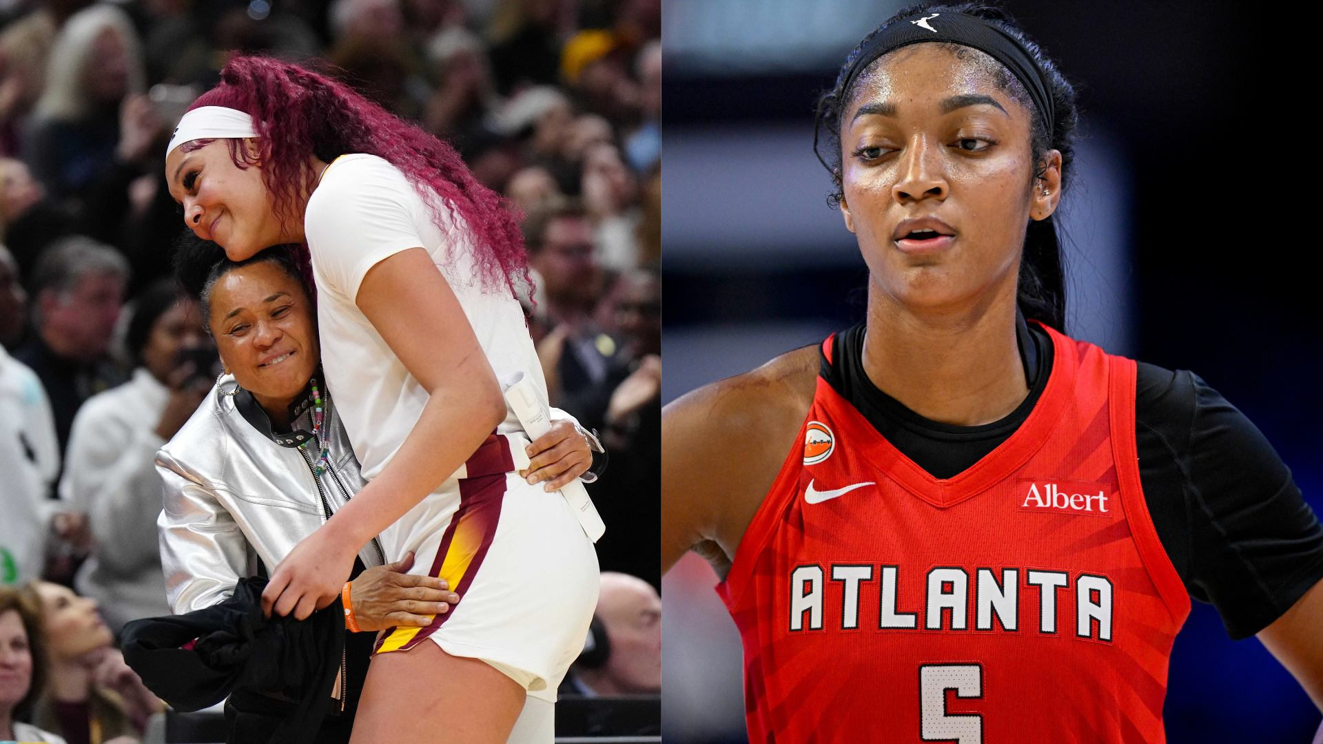 Dawn Staley, Kamilla Cardoso, Angel Reese.
Source: Imagn Images