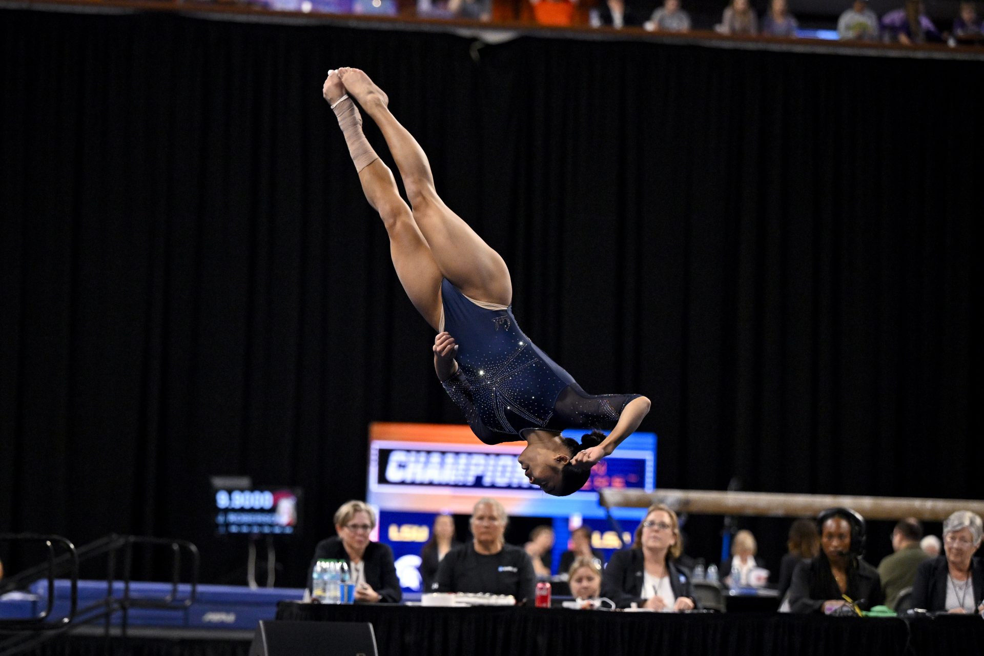 California Golden Bears gymnast Mya Lauzon performs on floor exercise  during the 2025 Women's National Gymnastics Semifinal at Dickies Arena.