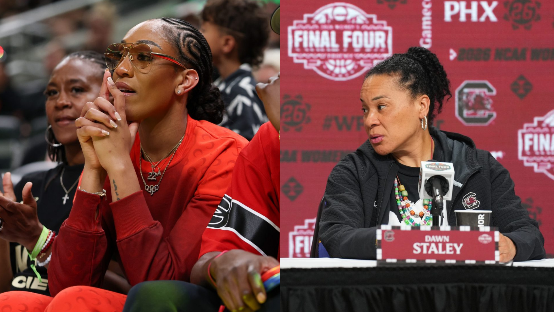 A'ja Wilson and Dawn Staley. - Source: Imagn