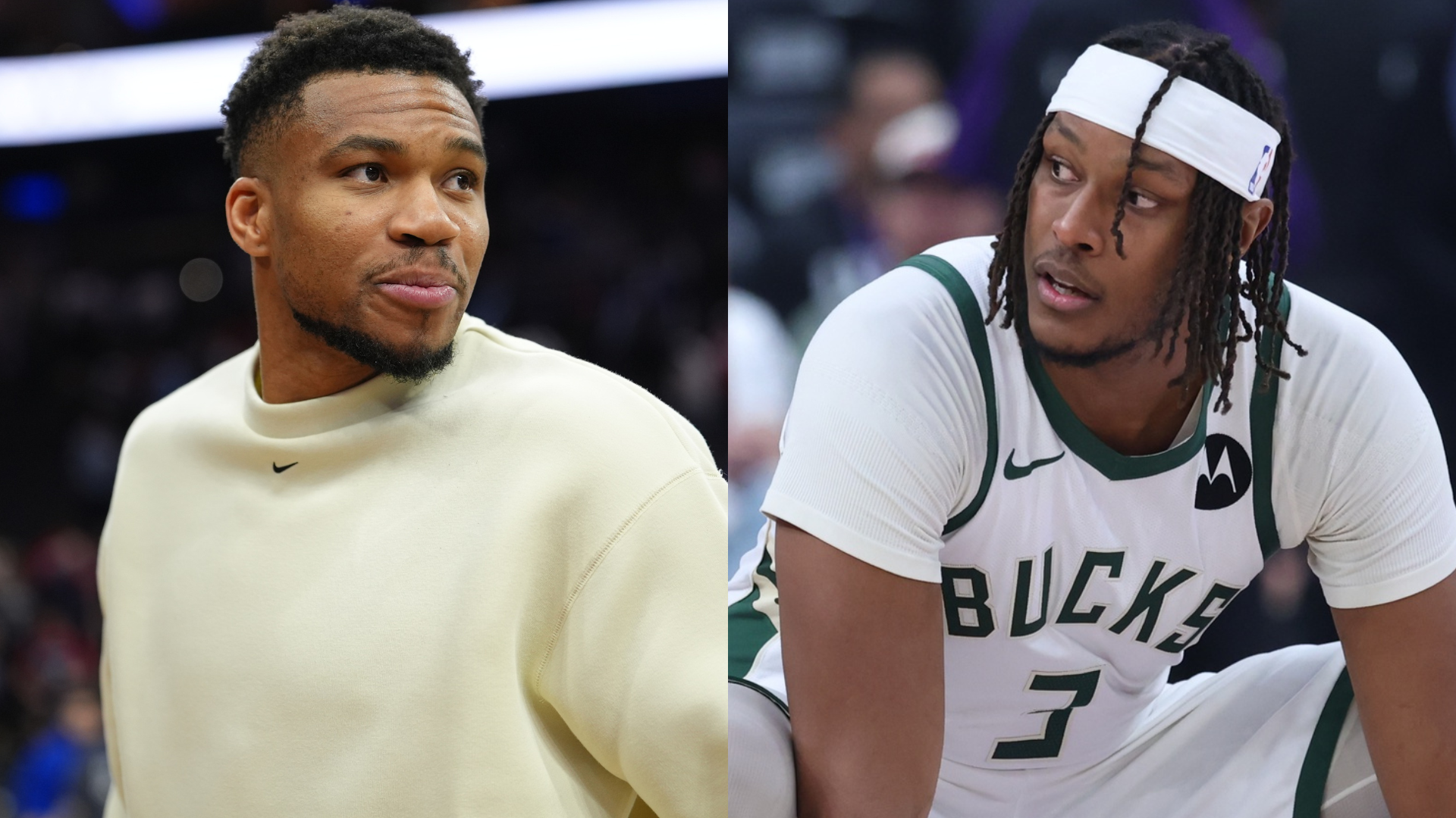Giannis Antetokounmpo and Myles Turner - Source: Imagn