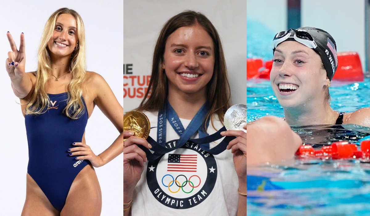Anna Moesch, Kate Douglass, and Gretchen Walsh - Source: Imagn images and Instagram (@_annamoesch)