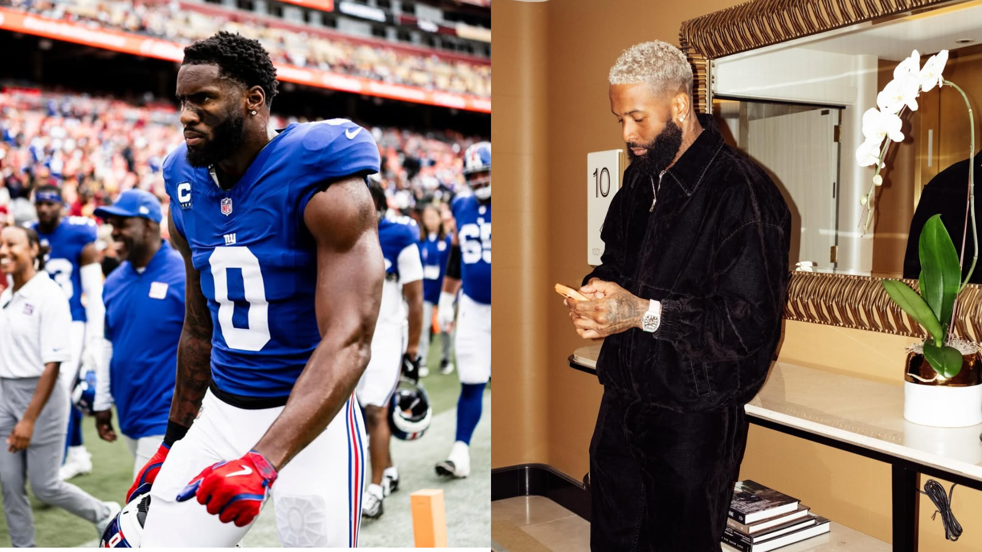 Brian Burns and Odell Beckham Jr. - Images via @obj, @brianburns99 on Instagram