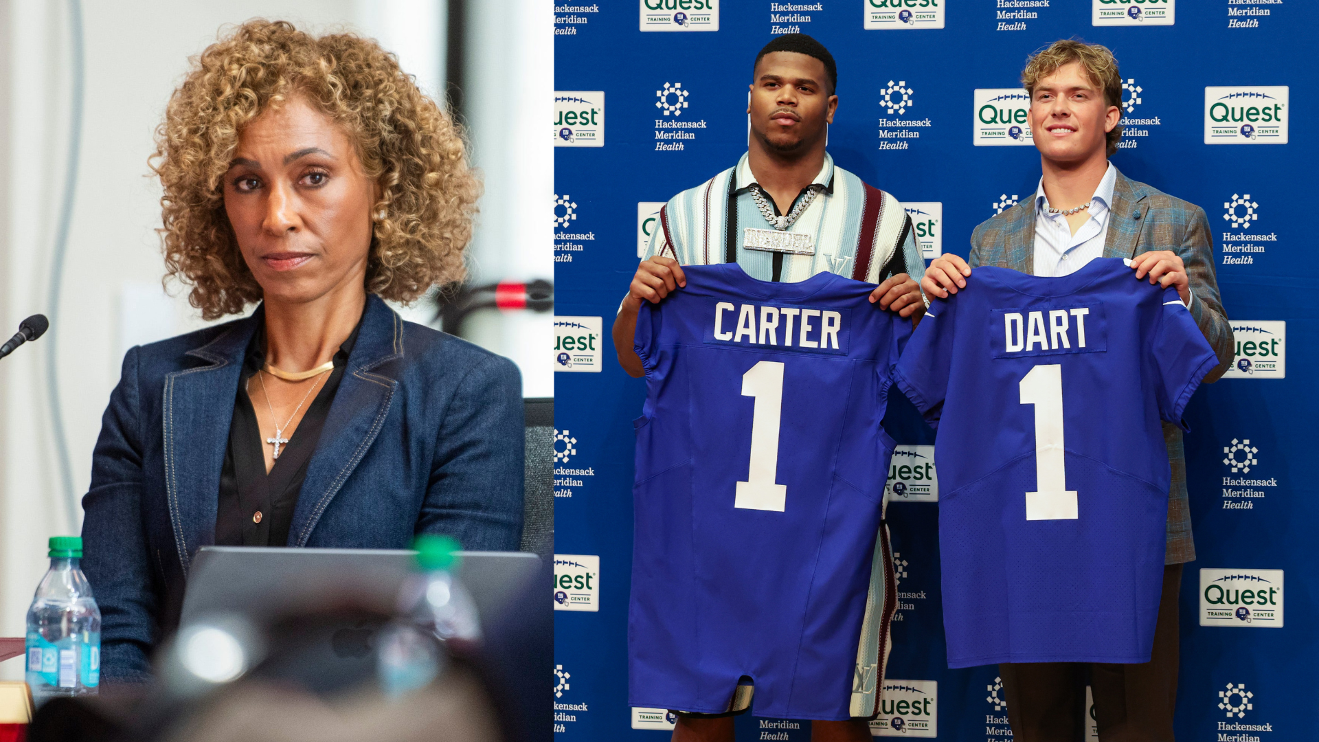 Sage Steele, Abdul Carter, Jaxson Dart.
Source: Imagn Images