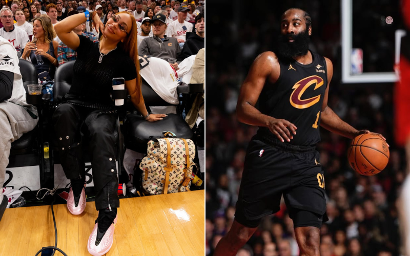 “My blood boiling”: James Harden’s girlfriend Paije Speights fumes over “cheating” refereeing as Cavs face elimination after dropping Game 3  (Image via Instagram/@Front Paije - jharden13)