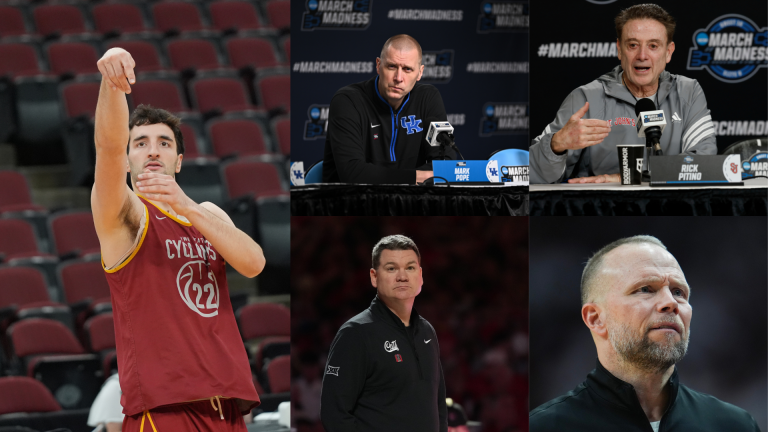 Milan Momcilovic, Mark Pope, Rick Pitino, Tommy Lloyd, Pat Kelsey - Source: Imagn