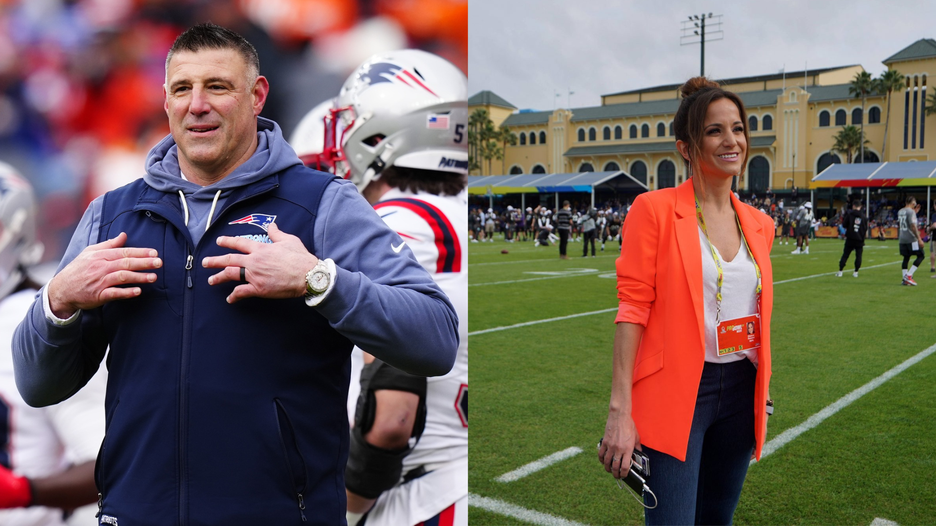 Mike Vrabel and Diana Russini. - Source: Imagn