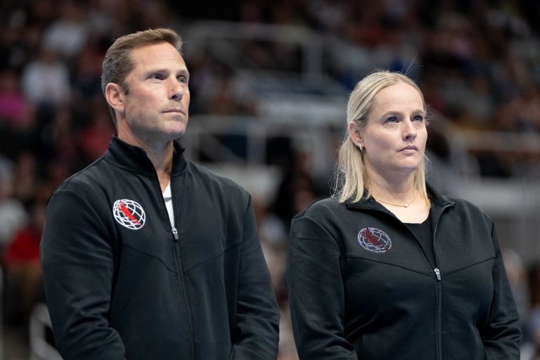 Laurent Landi joins wife Cécile Canqueteau-Landi at Georgia as Simone Biles reacts to the coaching reunion