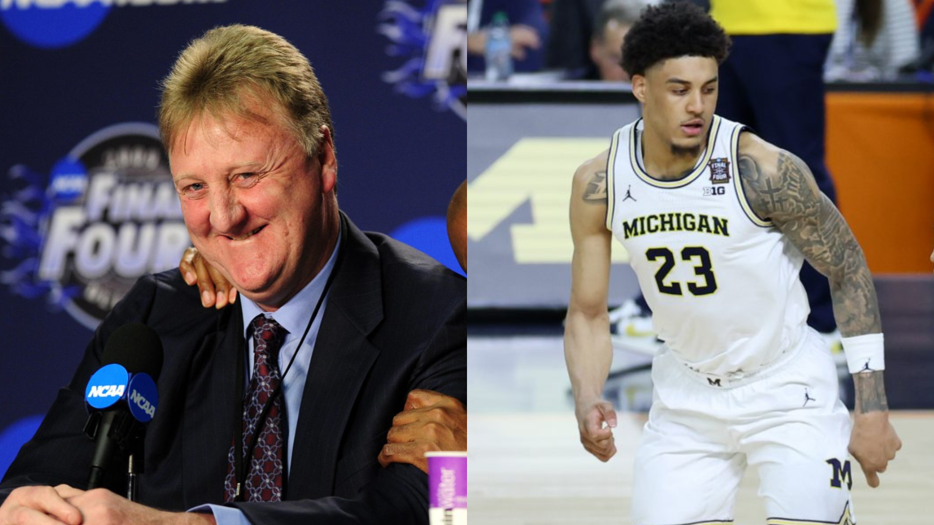 Yaxel Lendeborg and Larry Bird - Source: Imagn