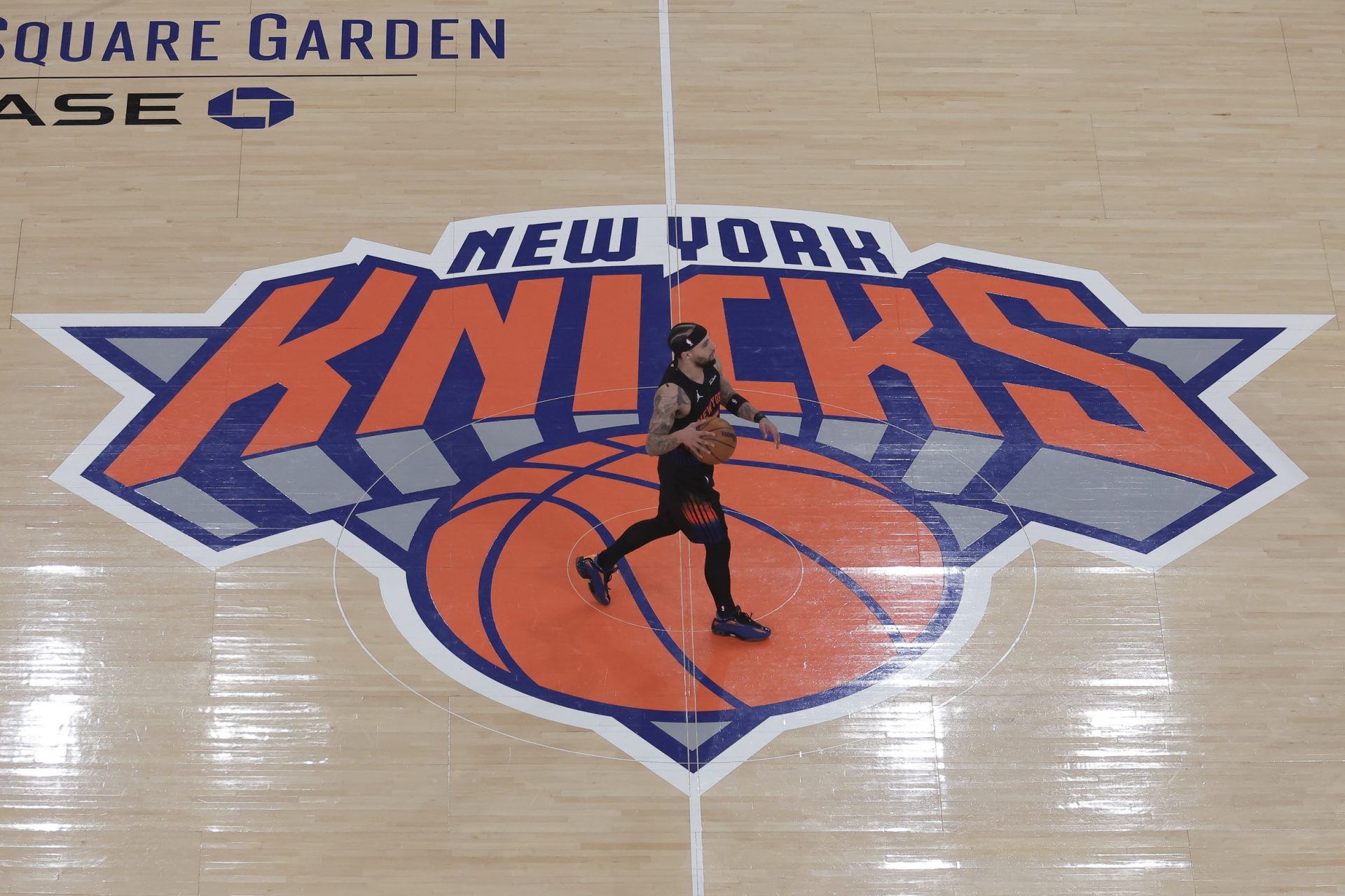 New York Knicks guard Jose Alvarado (5) brings the ball up the court against the Cleveland Cavaliers during the second quarter of game two of the eastern conference finals during the 2026 NBA at Madison Square Garden - Source: Imagn Images
