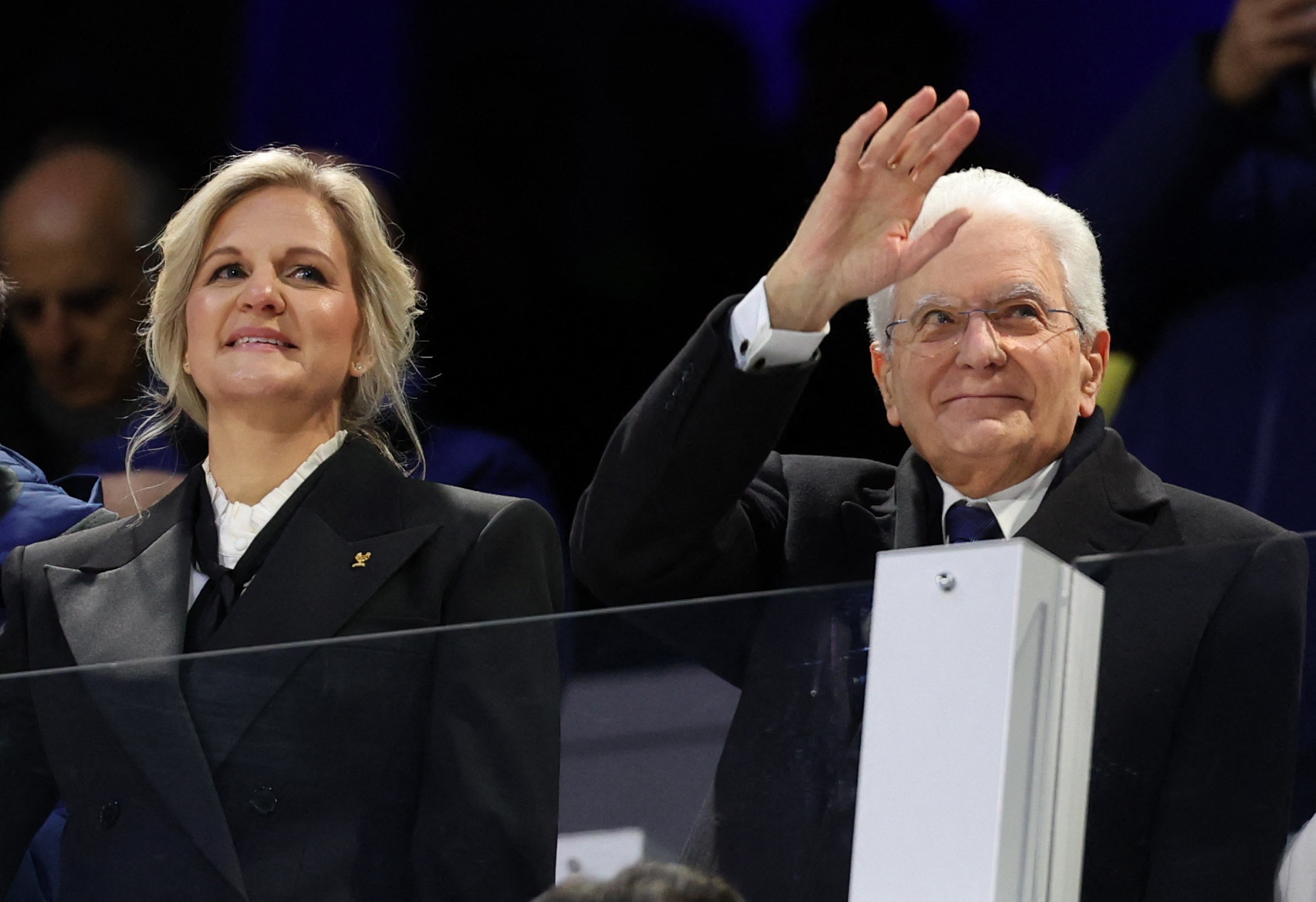 [US, Mexico & Canada customers only] Feb 6, 2026; Milan, ITALY;  IOC President Kirsty Coventry and Italian President Sergio Mattarella during the opening ceremony during the Milano Cortina 2026 Olympic Winter Games.