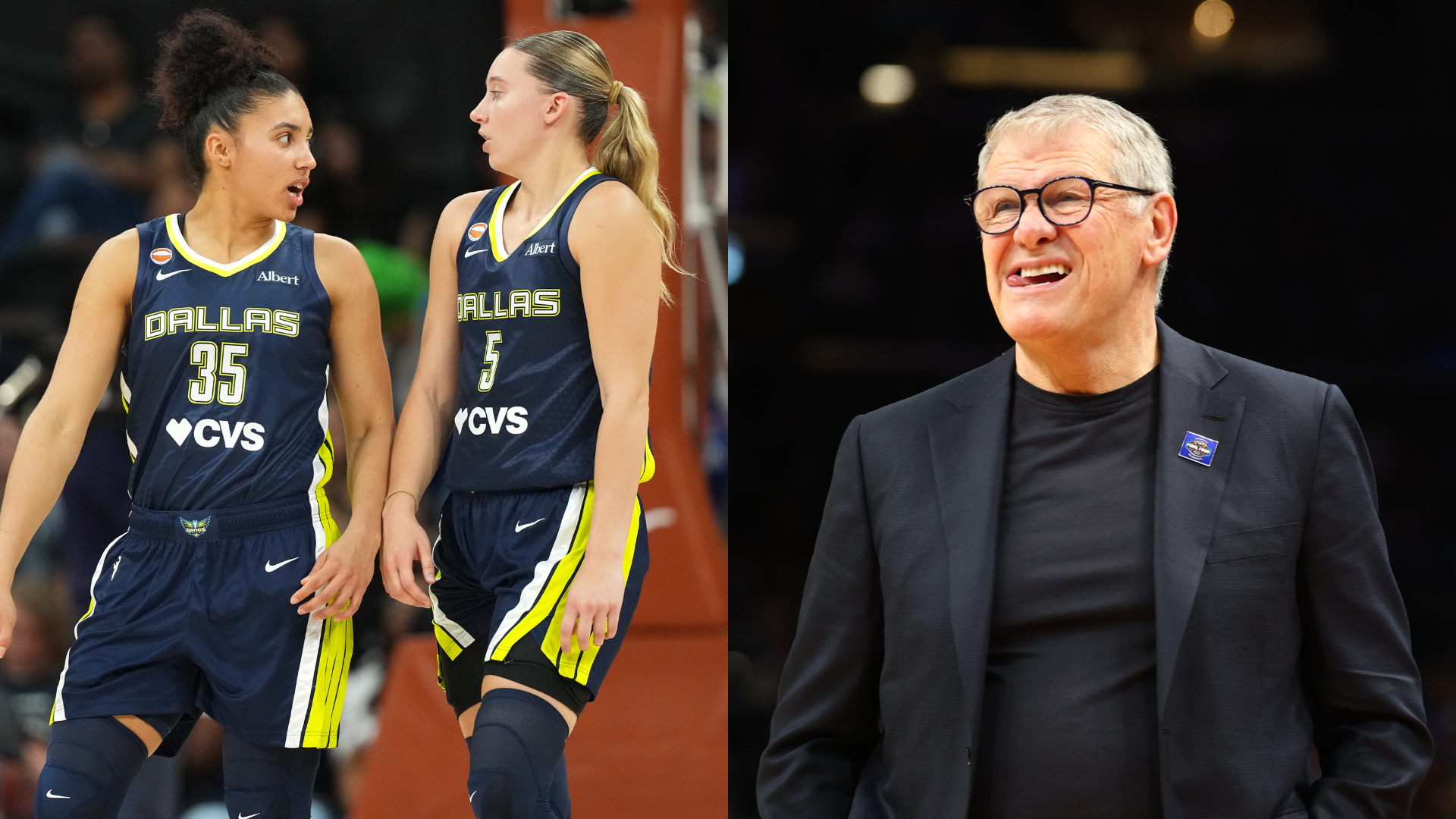 Paige Bueckers, Azzi Fudd, Geno Auriemma - Source: Imagn