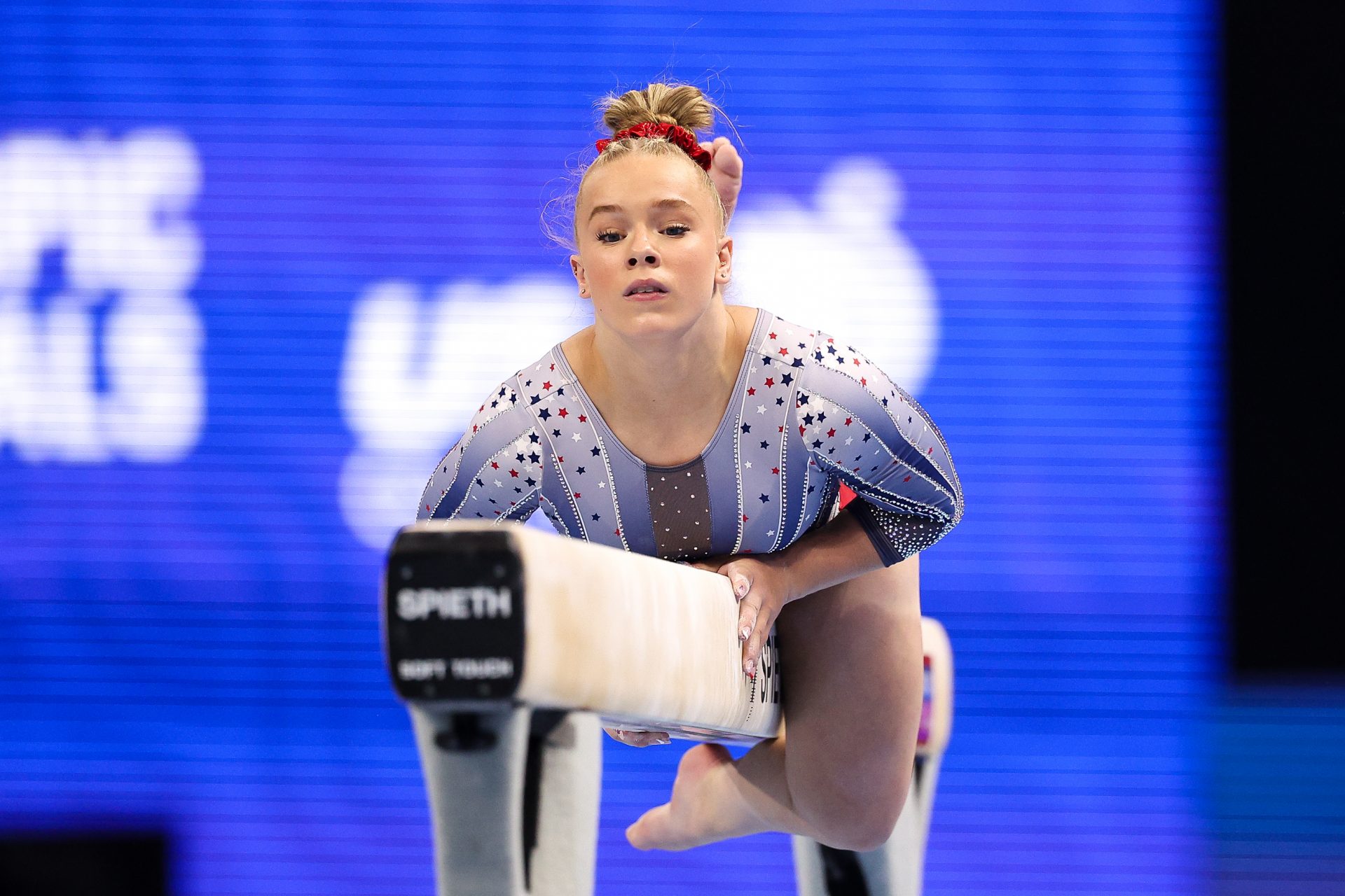 Joscelyn Roberson competes on the beam during the U.S. Olympic Team Gymnastics Trials at Target Center.
