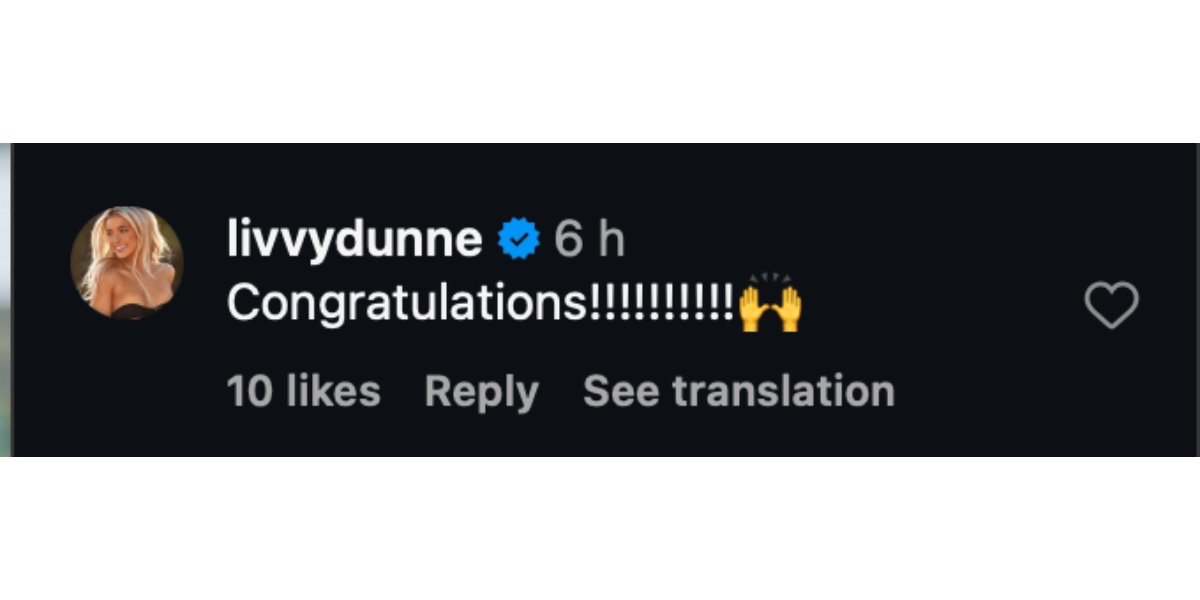 Dunne's comment on Hernandez's post (Image via Instagram/ @lauriehernandez)