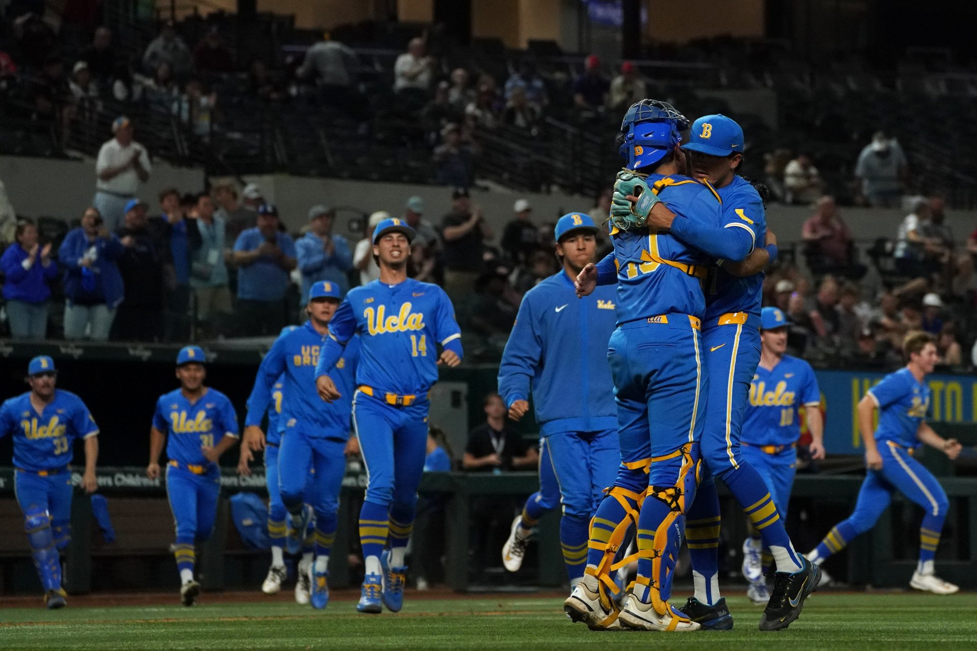 UCLA Bruins against Mississippi State Bulldogs during the Amegy Bank College Baseball Series at Globe Life Field.