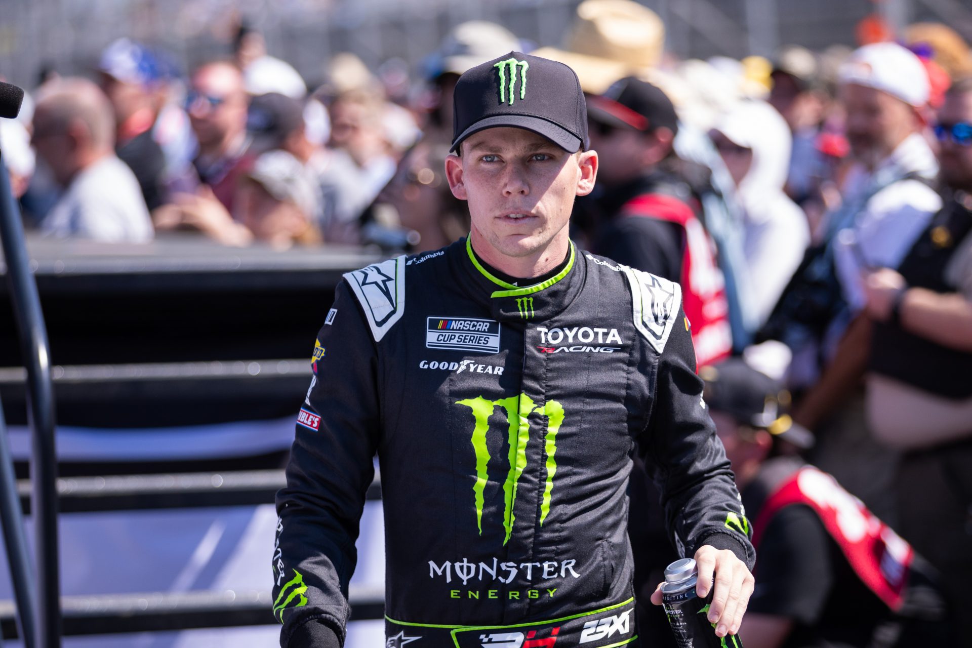 23XI Racing Riley Herbst (35) comes out for the Goodyear 400 at Darlington Raceway.