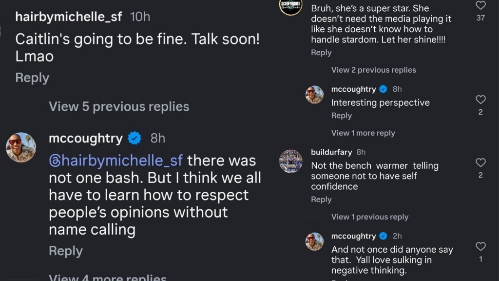 Angel McCoughtry&rsquo;s exchange with fans on Instagram. 