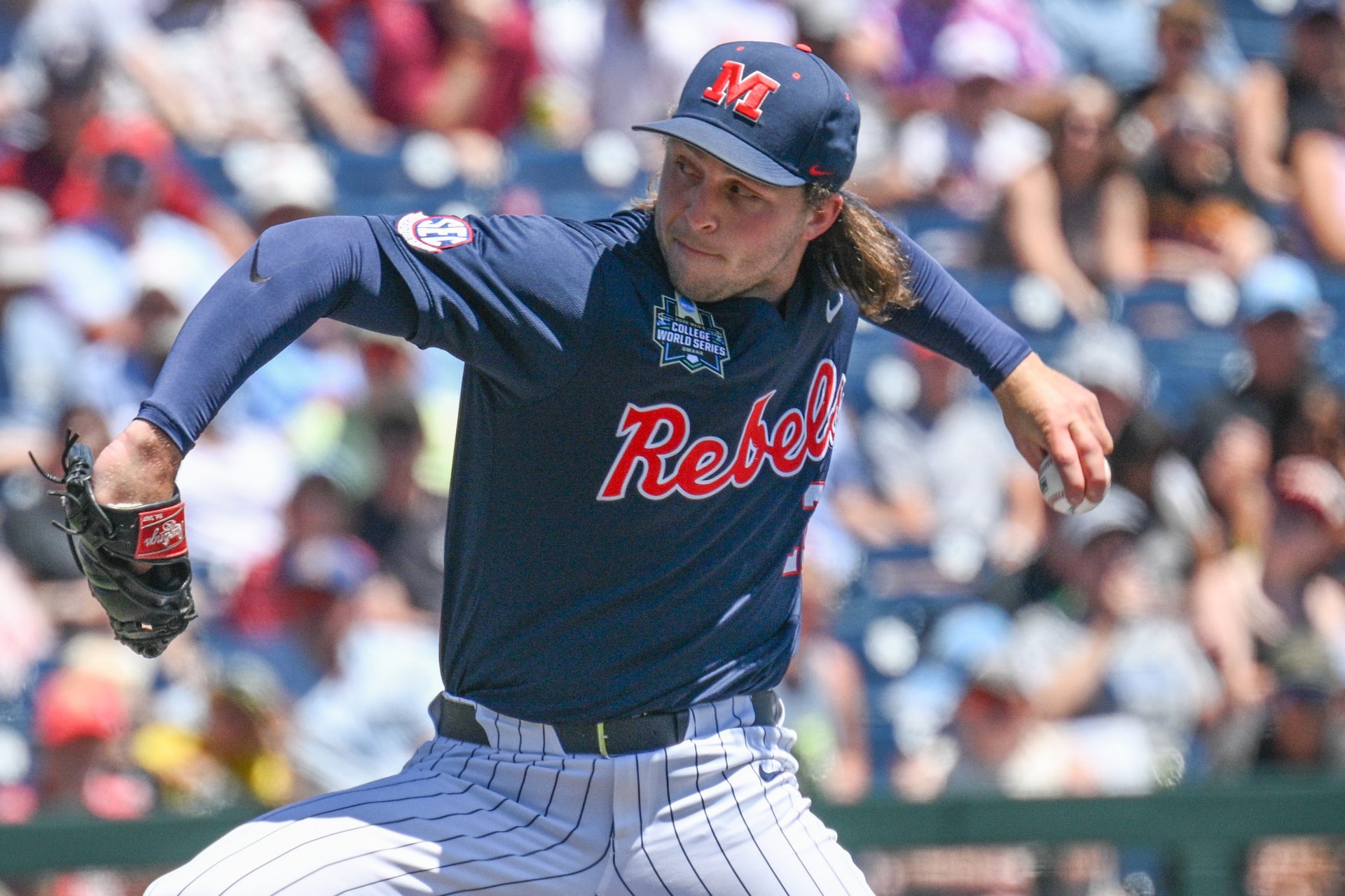 Ole Miss Rebels starting pitcher Hunter Elliott (26) throws against the Troy Trojans during the first inning at Charles Schwab Field. Source: IMAGN