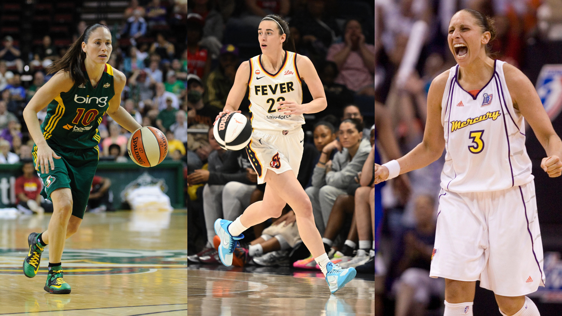 Sue Bird, Caitlin Clark, Diana Taurasi - Source: Imagn