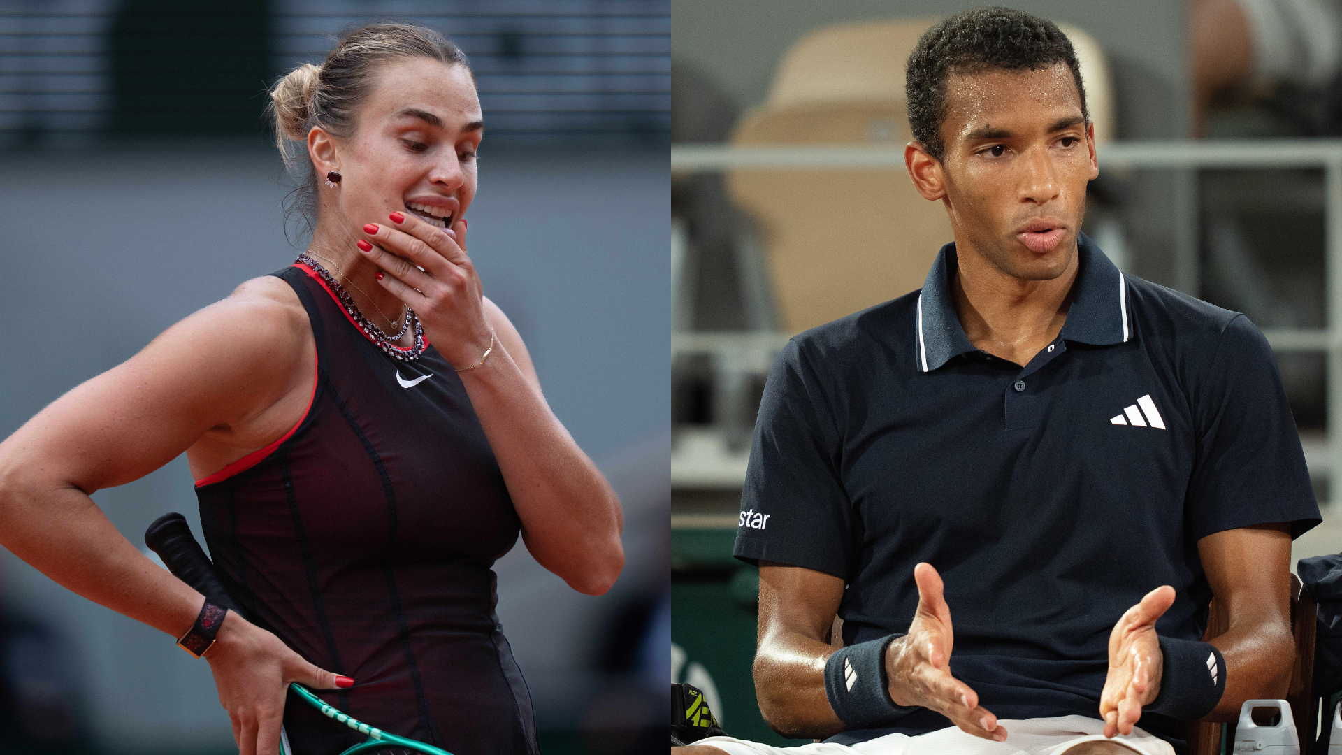 Aryna Sabalenka (L) and Felix Auger-Aliassime - French Open | Source: Imagn
