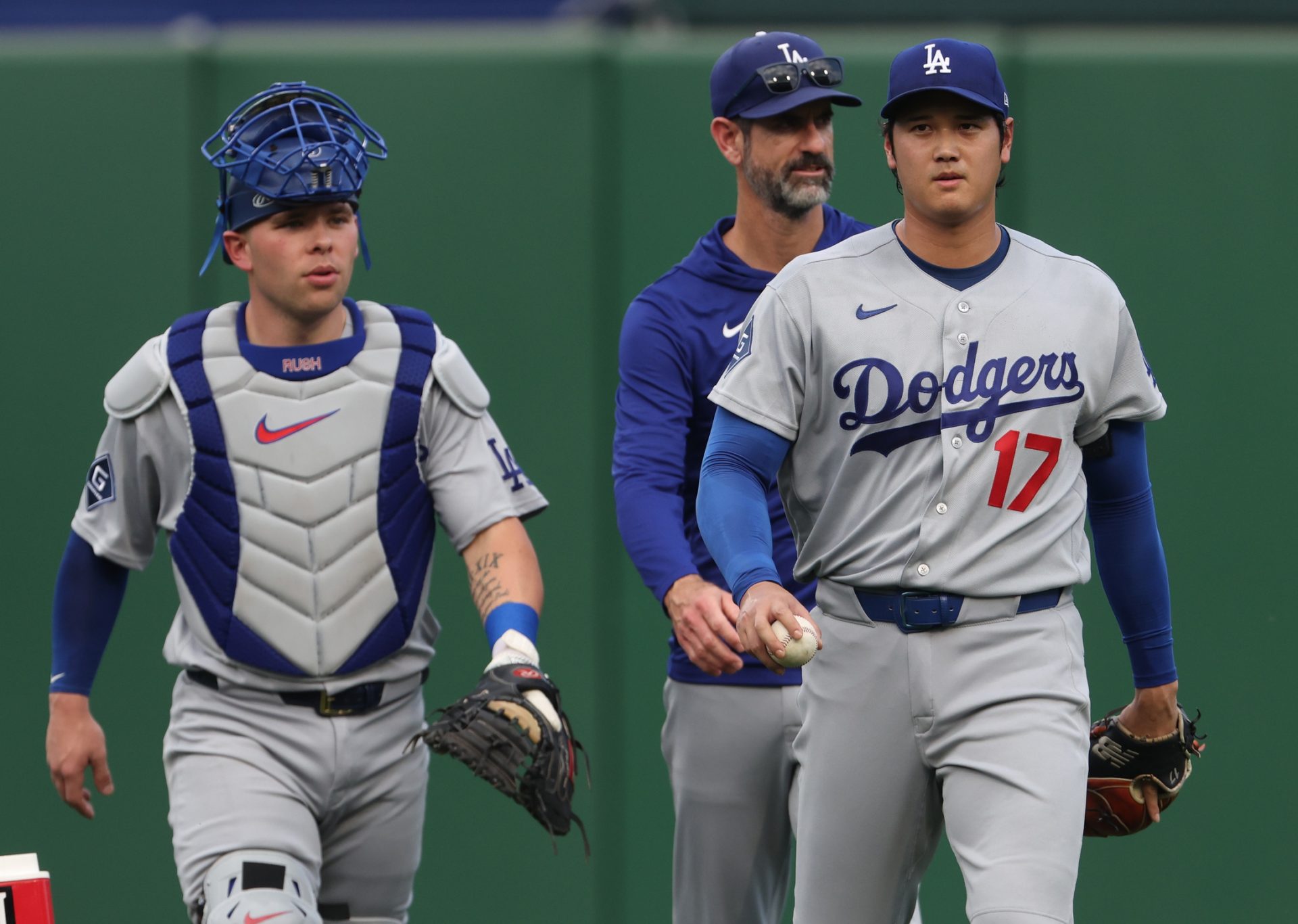 Shohei Ohtani and Dalton Rushing - Los Angeles Dodgers | Source: Imagn