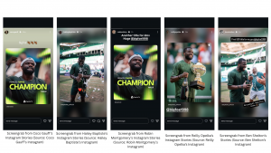 Screengrab from the Instagram Stories of Coco Gauff, Ben Shelton, Robin Montgomery, Reilly Opelka, and Hailey Baptiste.