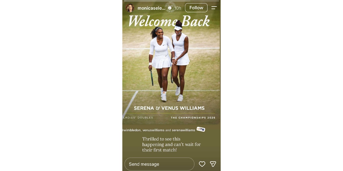 Sele's reaction on Williams sisters' wildcard - (Image via Instagram /@monicaseles)