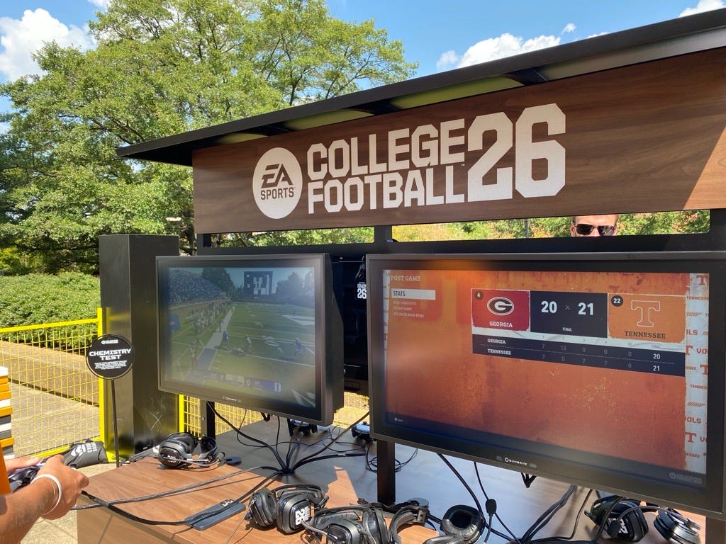 One of the stations where students and fans can play EA Sports College Football 26. Source: IMAGN