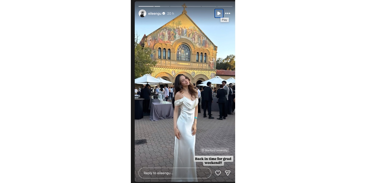 Gu's story of her graduation celebration (Image via Instagram/ @eileengu)