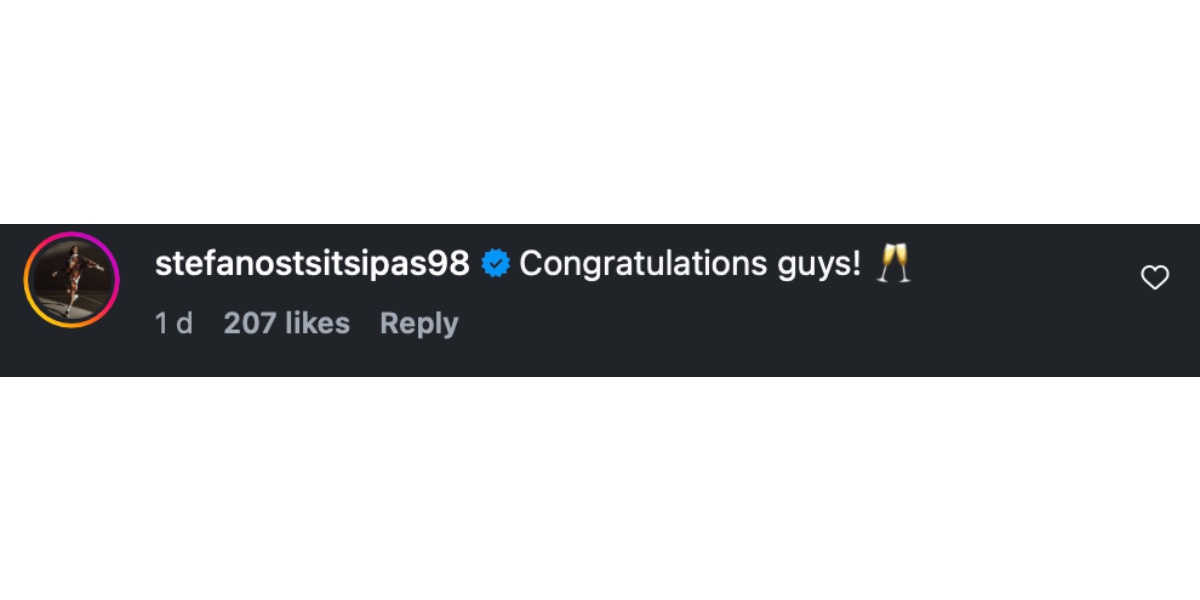 Tsitsipas' comment on Mondo Dupantis' wedding - (Image via Instagram/ @desireinglander)