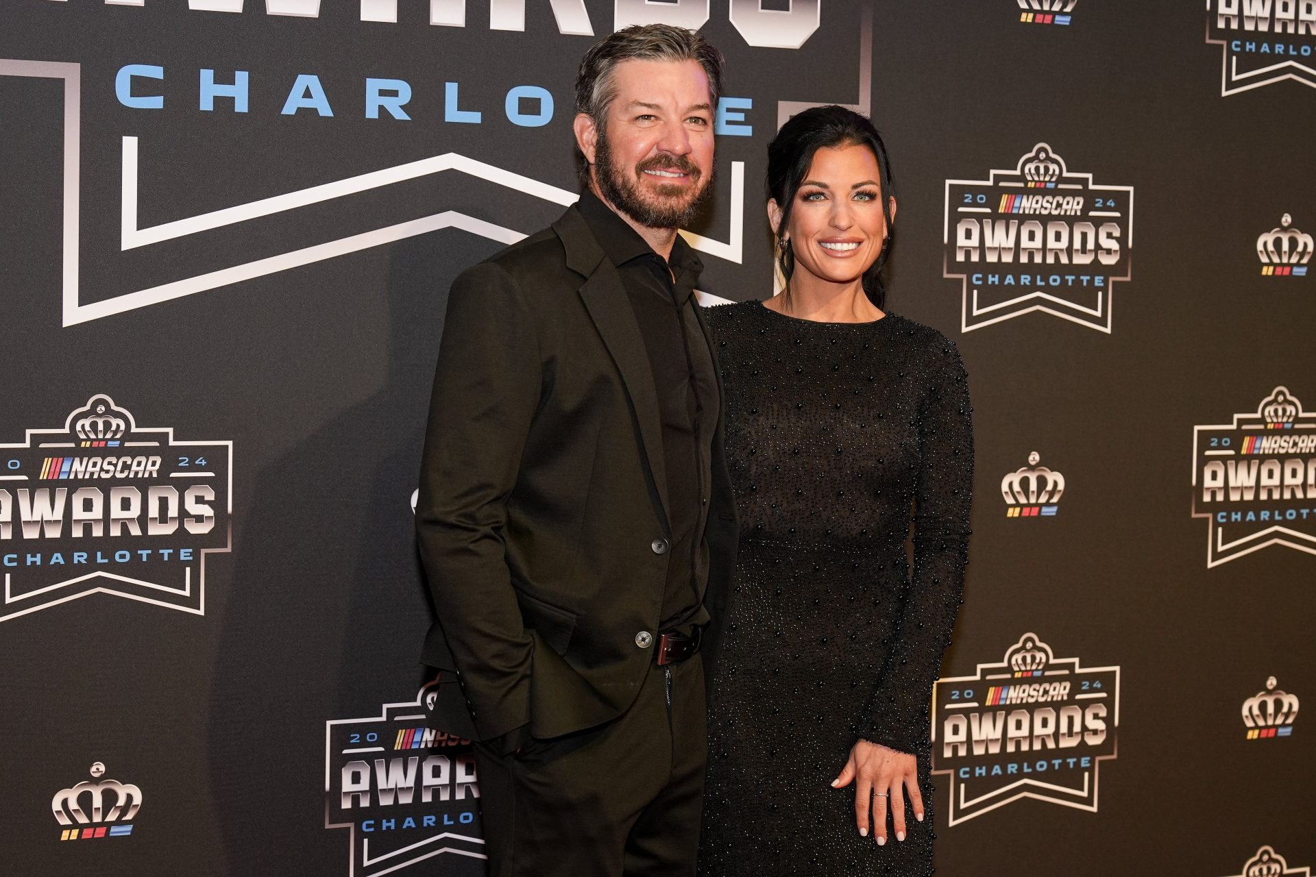 NASCAR Cup Series driver Martin Truex Jr. and guest Emily Collins during the NASCAR Awards Banquet at Charlotte Convention Center.