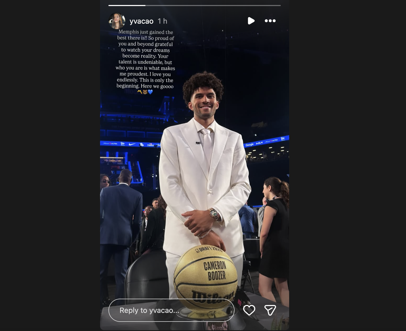 Screenshot of Cameron Boozer's GF Yva Cao's Instagram Story