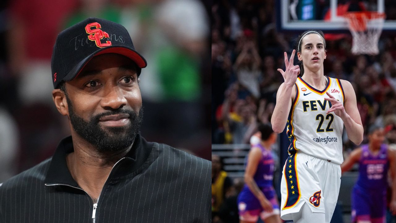 Gilbert Arenas and Caitlin Clark - Source: Imagn Images