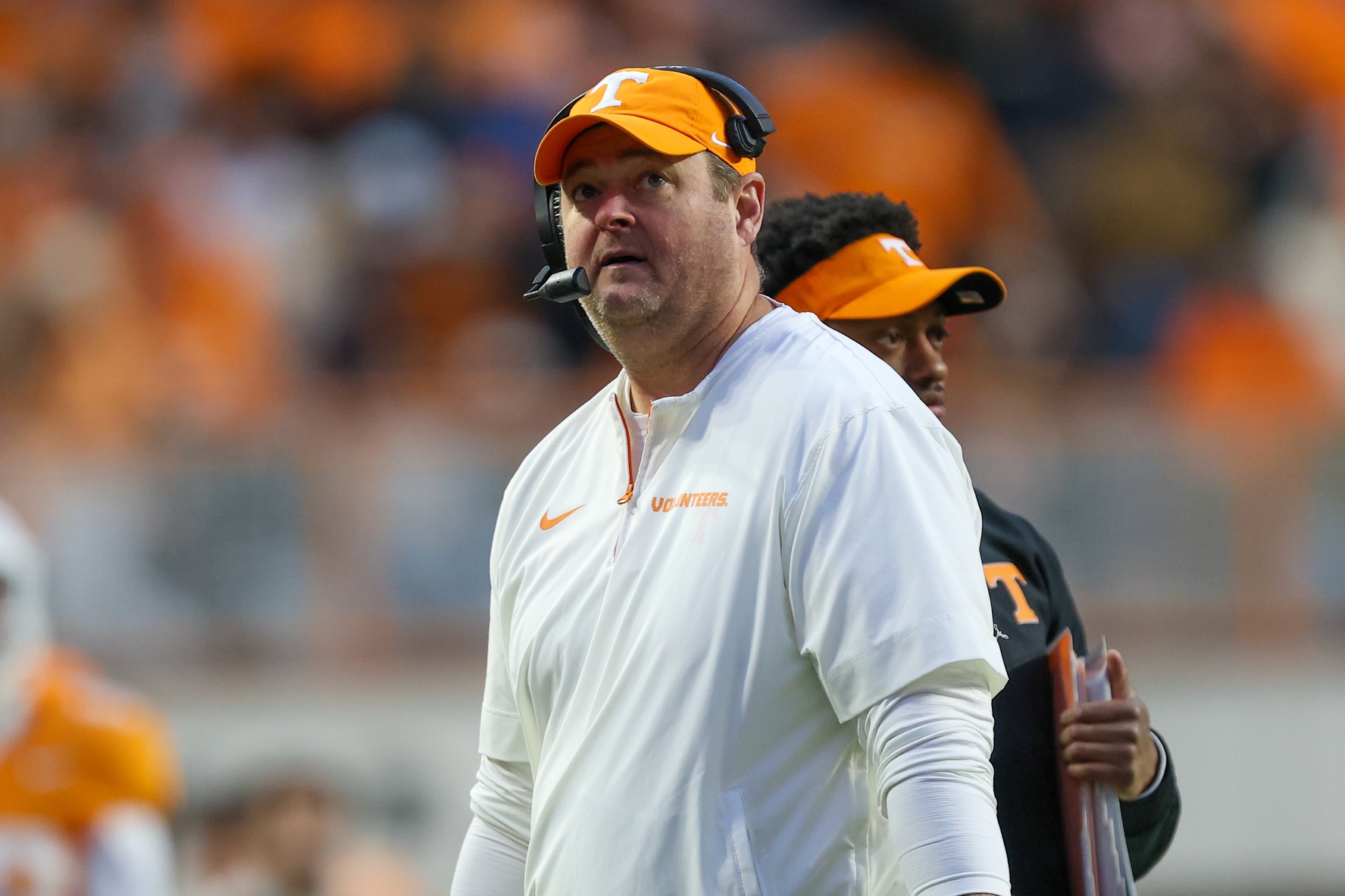 Tennessee Volunteers head coach Josh Heupel during the first half against the Vanderbilt Commodores at Neyland Stadium.