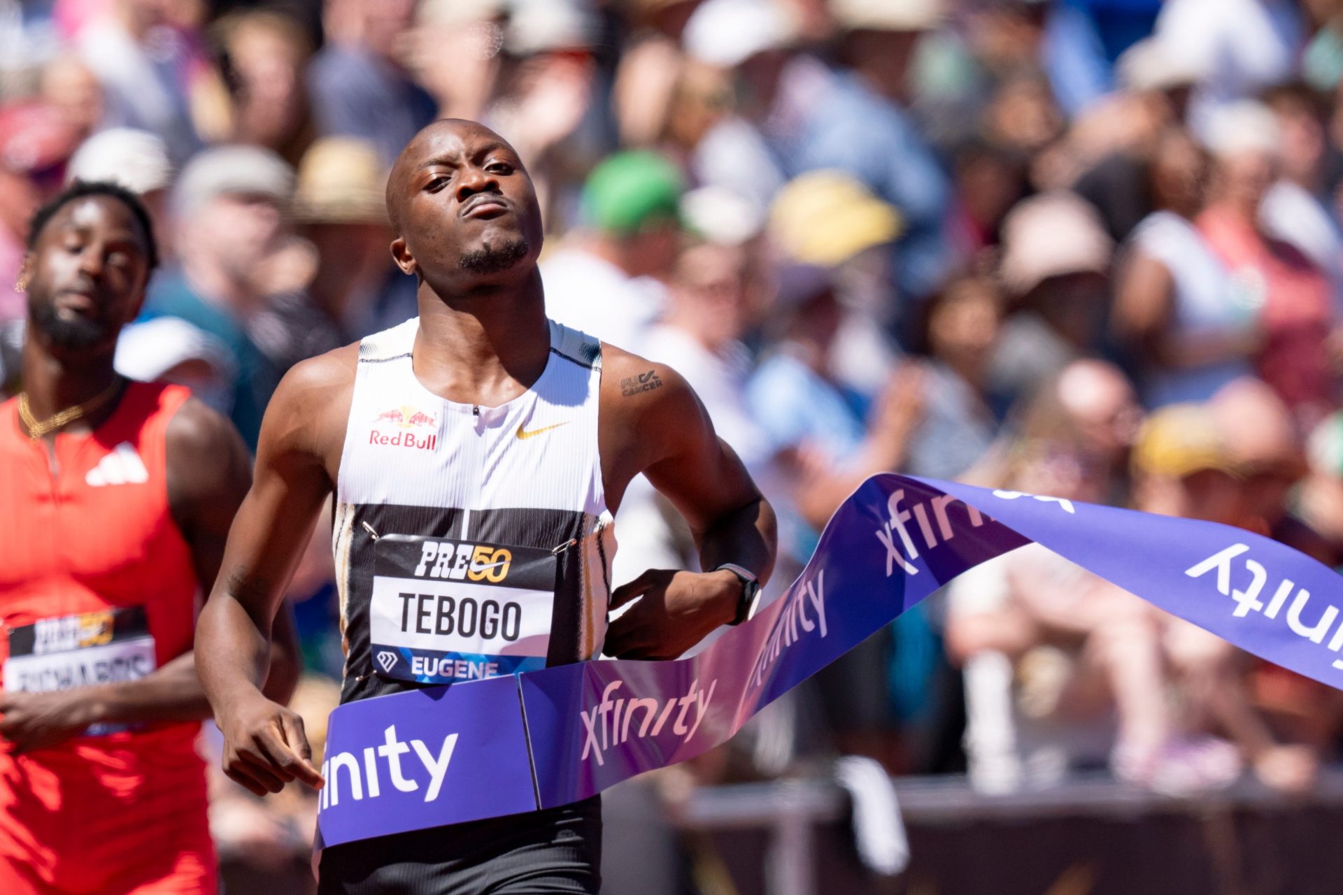 Botswana’s Letsile Tebogo wins the men’s 200 meters during the 50th anniversary of the Prefontaine Classic on July 5, 2025, at Hayward Field in Eugene.